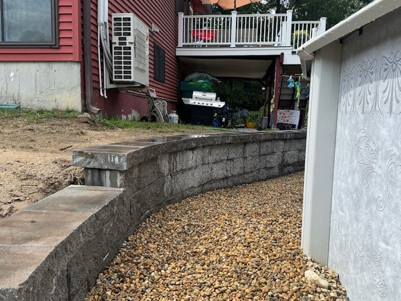 Stunning Backyard Stone Retaining Wall in Lancaster MA image