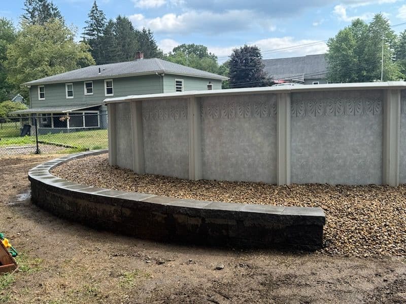 Gallery photos for Stunning Backyard Stone Retaining Wall in Lancaster MA: Image #1