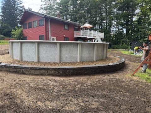 Gallery photos for Stunning Backyard Stone Retaining Wall in Lancaster MA: Image #3